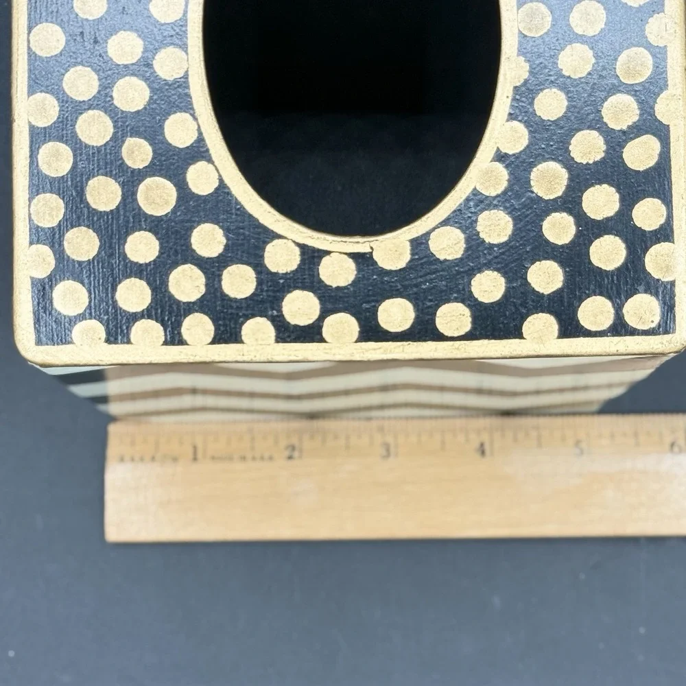 RARE NWT Retired MacKenzie-Childs Zig Zag Polka Dot Boutique Tissue Box Cover